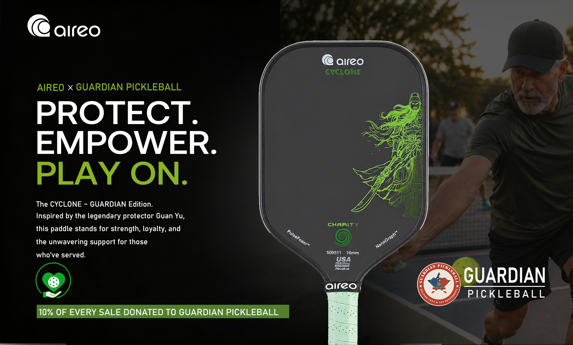 AIREO × GUARDIAN PICKLEBALL — PROTECT. EMPOWER. PLAY ON.